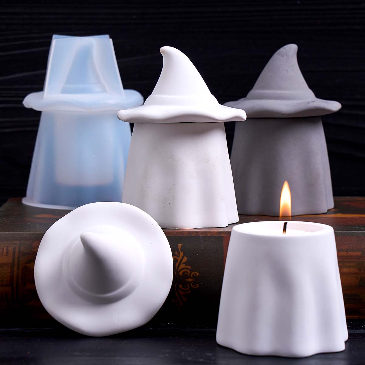 Candle Making Jars With Lids - Cetakan Silikon Stoples Lilin Penyihir Hantu