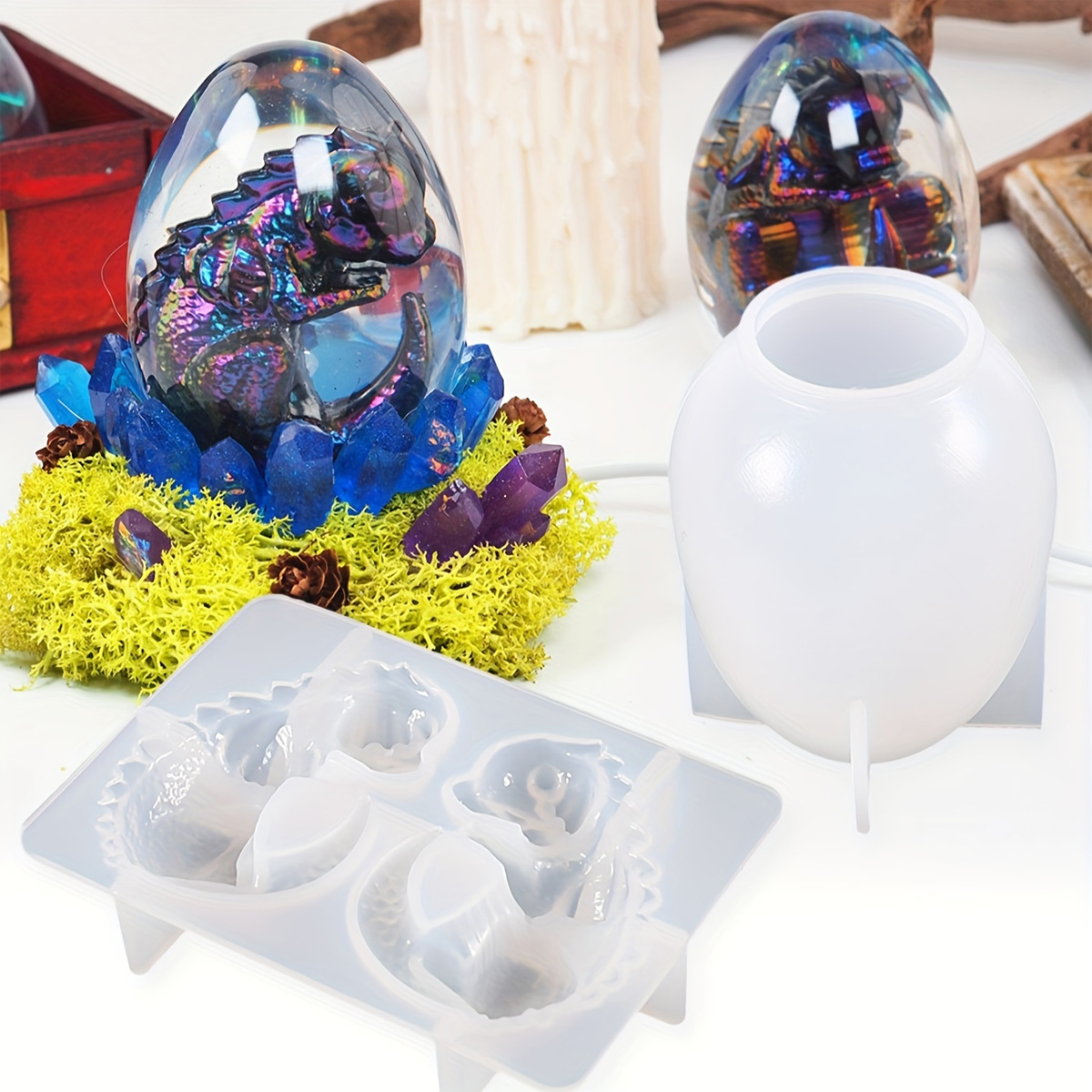 Candle Making Kits - Cetakan Telur Naga Silikon, Set 2